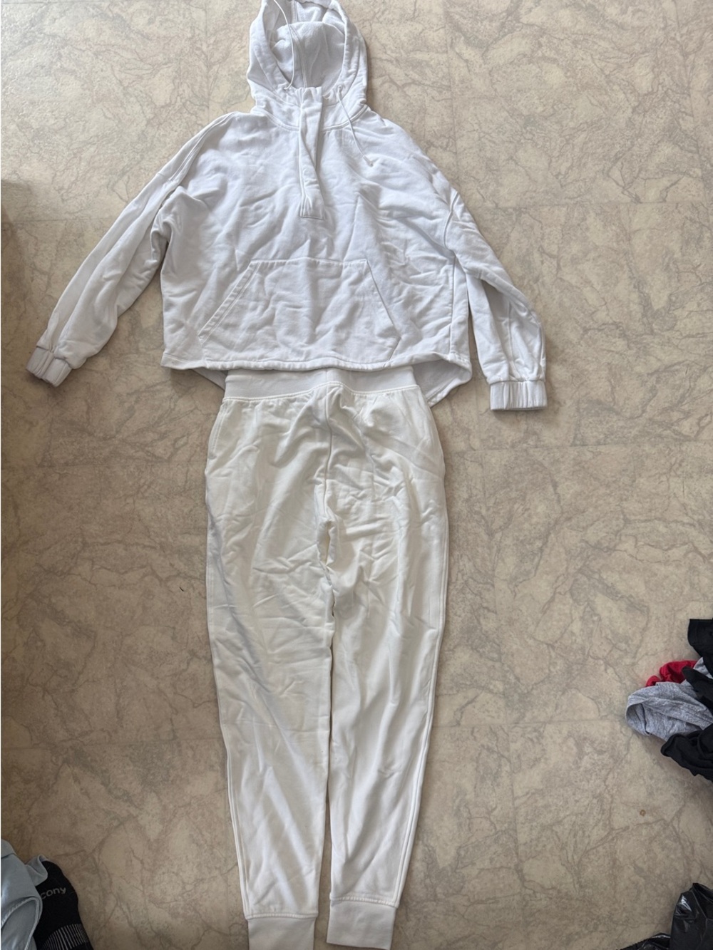 knix White Hoodie and Jogger Set